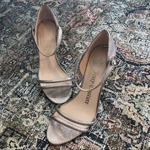 Juicy Couture strappy heels metallic sparkle 8.5